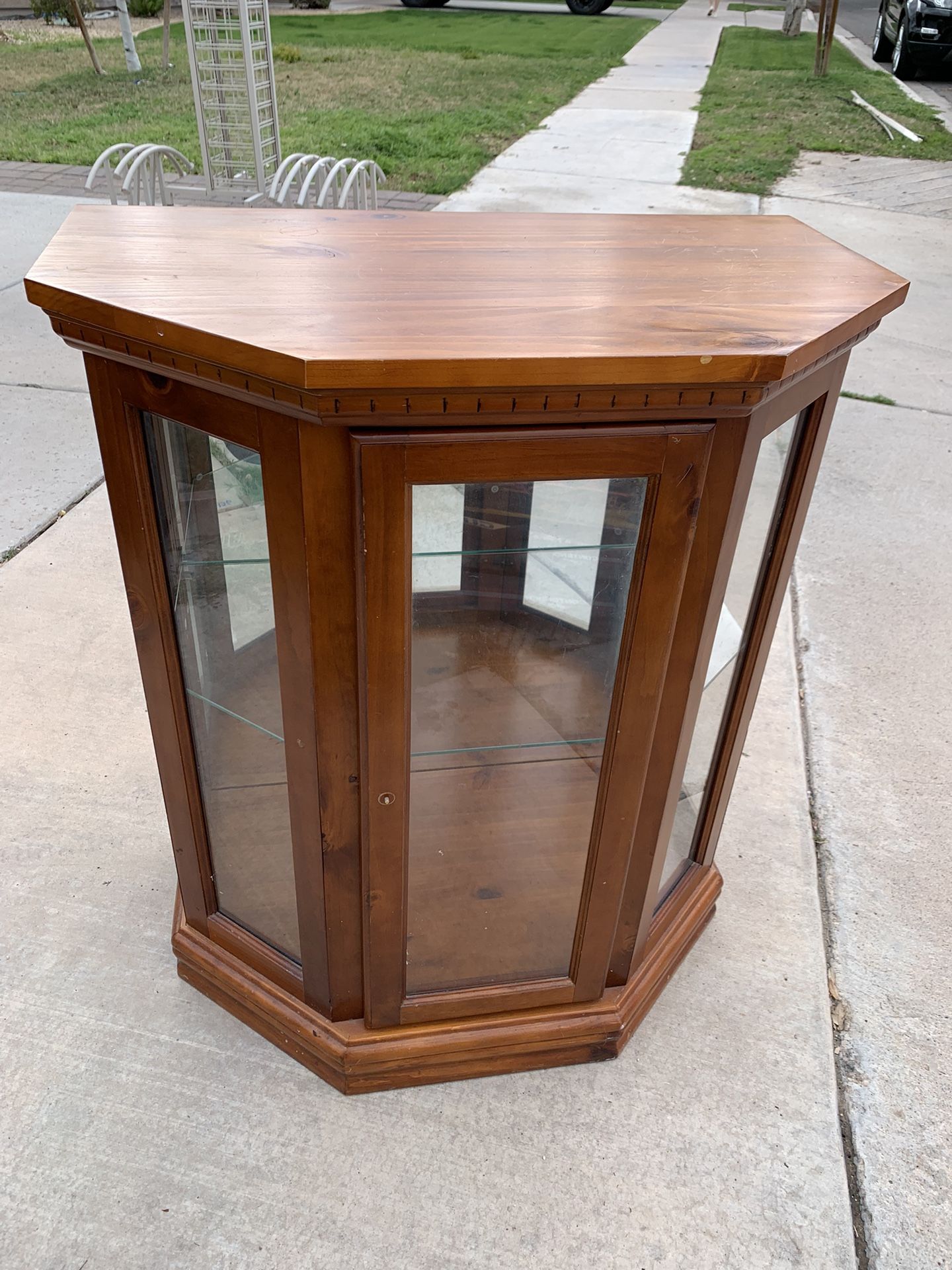 Lighted Curio Cabinet With Glass Doors And Shelf