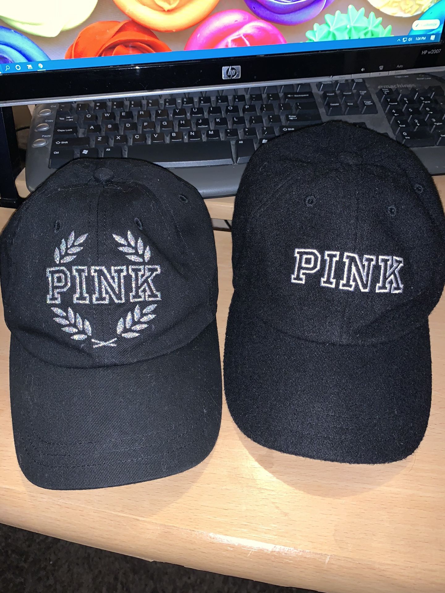 2 Pink hat nice n clean disinfected black