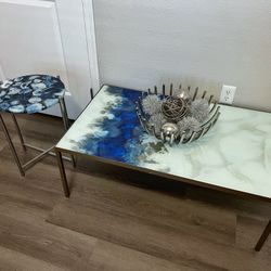 West Elm Coffee Table & Agate End Table 