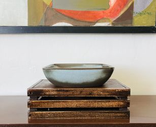 Frankoma Pottery Woodland Moss #201 Fruit/Serving Oval Scalloped Bowl