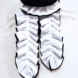 Extra Long Anti Pill Fleece Reversible Black And White Ruffle Scarf