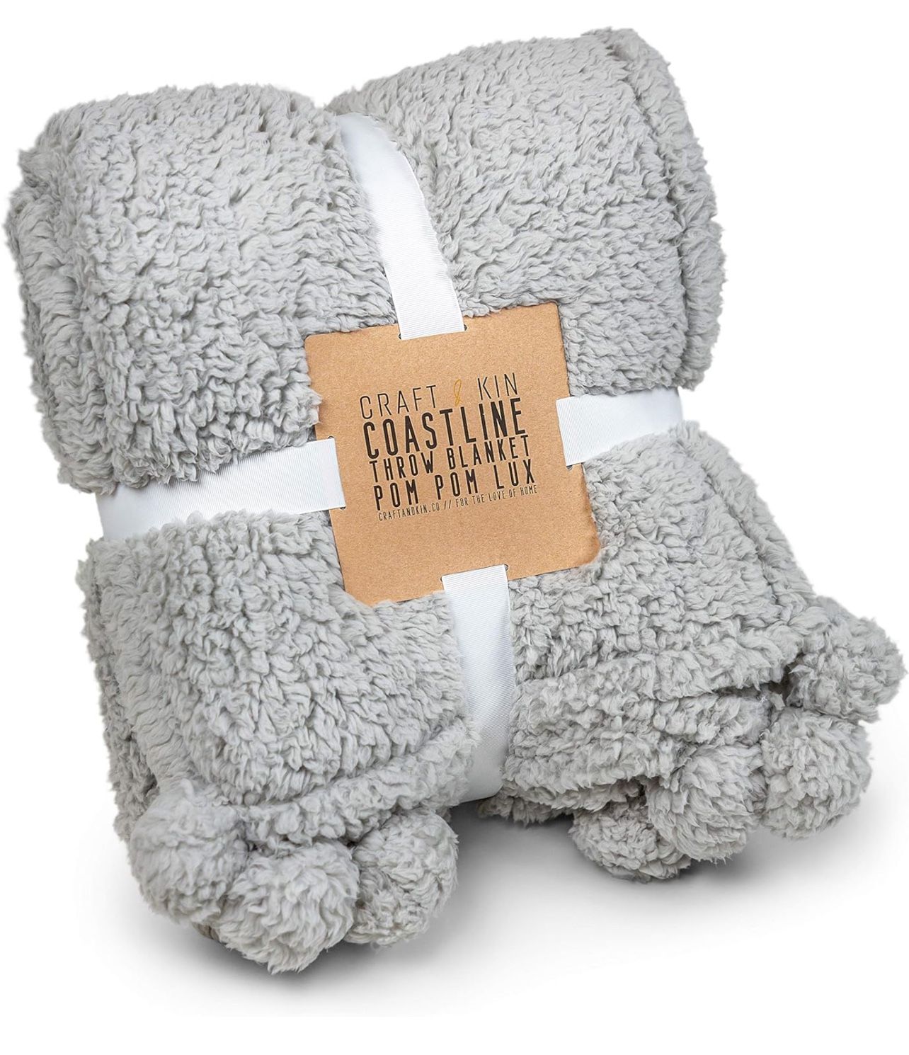 Premium Pom Pom Throw Blanket Grey Throw Blanket Plush Blanket Soft Throw 