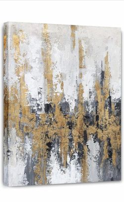 Abstract Gold and Gray Canvas Wall Art