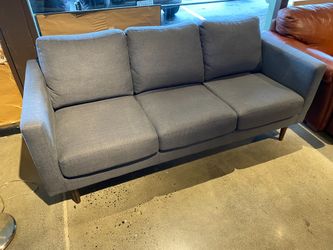 Modern Dark Grey Three Seater Couch with Wood Legs
