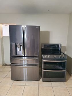 LG Stainless Steel Refrigerator and Range Set