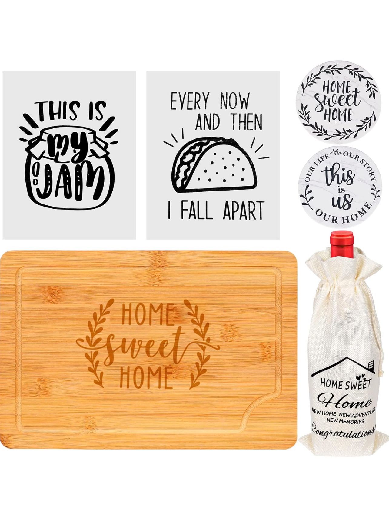 Brandnew House Warming Gifts New Home - House Gift Box for Newlywed Couple, Friends, Wedding Gift, Funny Essentials Cutting Board Gifts for New House