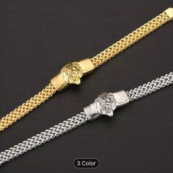 Fashion Stainless Steel Chain Bracelet Lion Head Bracelet For Men Party Biker 