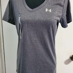 Under Armour Women's V-Neck T-Shirt Carbon Heather, Size Small