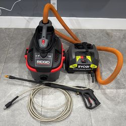 Ryobi 1,600-PSI 1.2-GPM Electric Pressure Washer (Model RY141612) and RIDGID 50313 Model 4000RV 4-Gallon Portable Wet and Dry Compact Vacuum Cleaner w