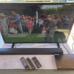 WESTINGHOUSE 40" FLAT TV TELEVISION + SONY DVD BLU RAY + SONY SOUND BAR SOUNDBAR