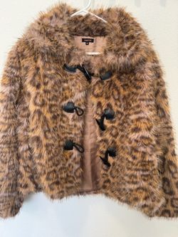 Y2K  Leopard Faux Fur Cropped Coat