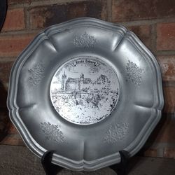 Vintage Pewter Decorative Antique Plate