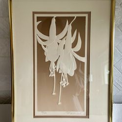 Vintage Limited Edition Embossed Fuchsia Serigraph by Warren Woodward