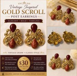 Vintage Gold Scroll Post Earrings – Attributed to Avon
