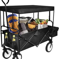 Folding mobile wagon with canopy