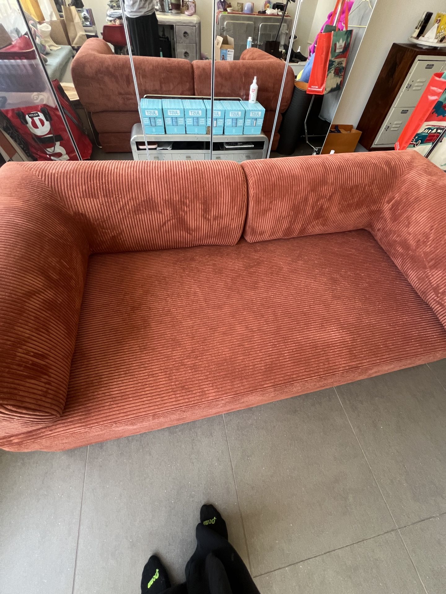 Teak Teddy Sofa Burnt Orange