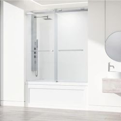 Vigo Houston 66" High x 60" Wide Sliding Frameless Tub Door with Clear Glass