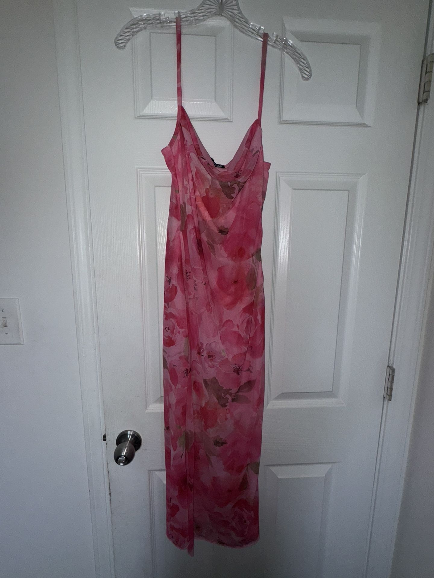 Pink Floral Slip Dress – Size Small