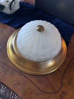 Brass & Frosted Glass Flush Mount Ceiling Light