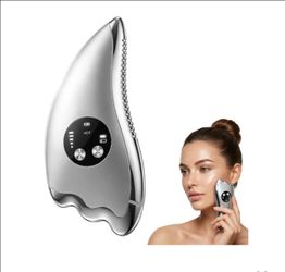 Electric Face Massager Tool with Micro-Current & Heated, 2-in-1 Dual-Sided Electric Gua Sha for Chin, Arms, Legs, No-Noise Gua Sha Facial Tool for Fir