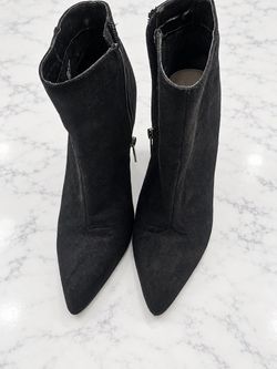 Black Suede Pointed-Toe Ankle Boots