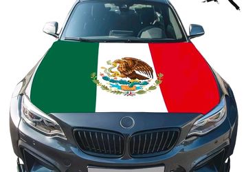 Mexican Flag Car Hood Cover, auto polister universal