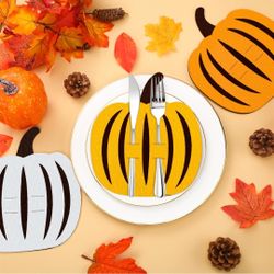 Felt pumpkin cutlery holders