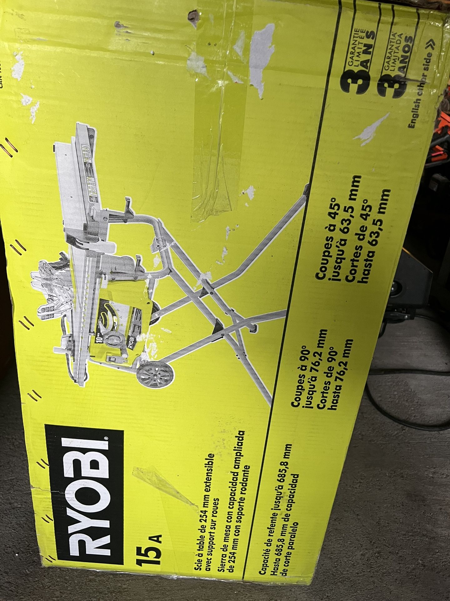 RYOBI 15 Amp 10 in. Expanded Capacity Portable Corded Table Saw With Rolling Stand