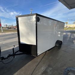6x12SA Enclosed Trailer White With Blackout Package $3850