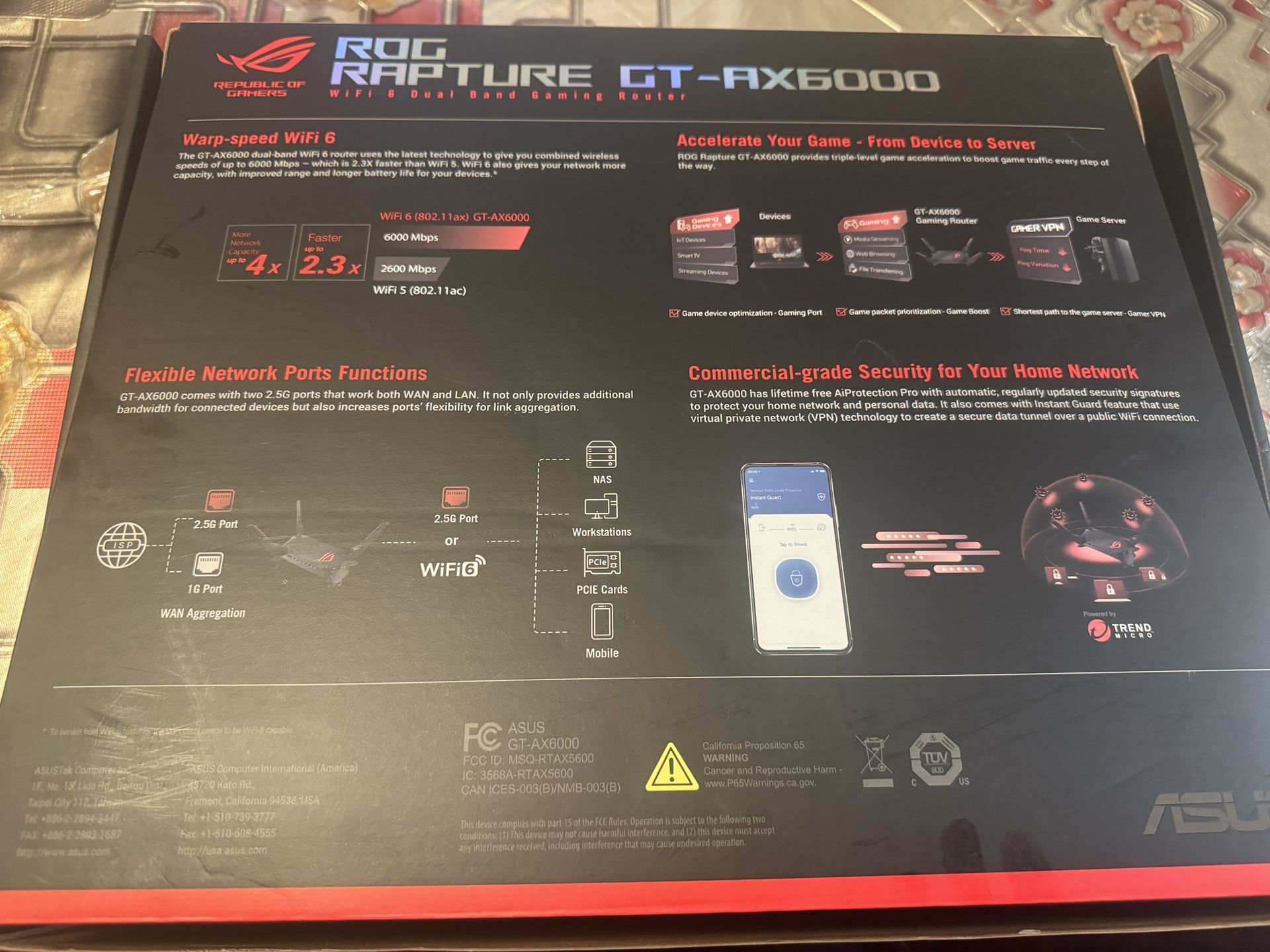 ASUS ROG Rapture WiFi 6 AX Gaming Router (GT-AX6000) - Puertos WAN/LAN de doble band