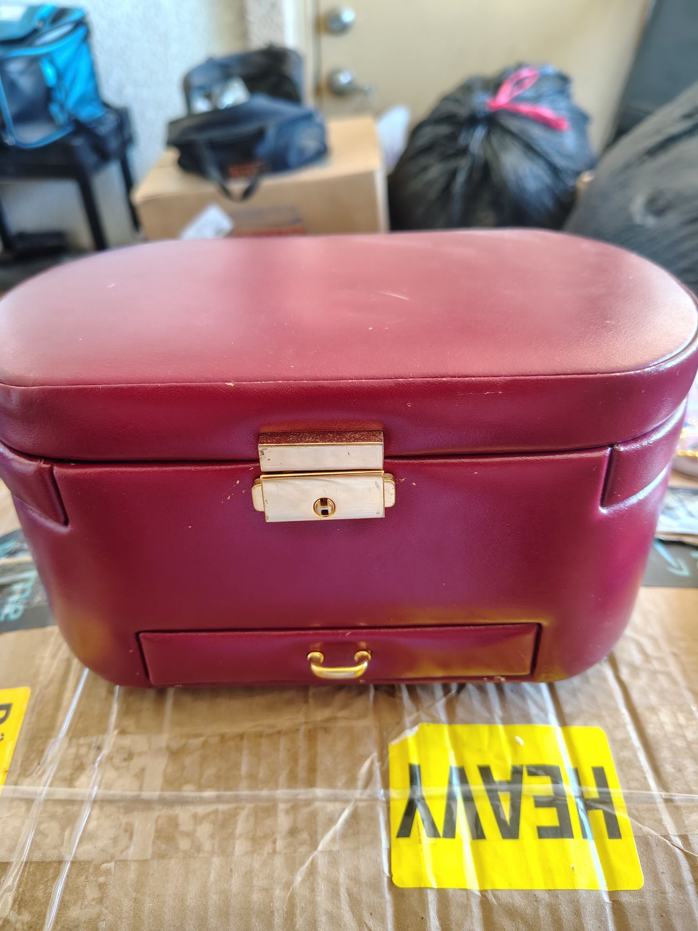 Elegant burgundy jewellery box