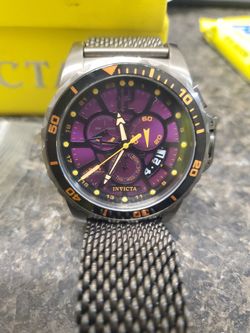 Invicta Specialty GMT Purple Dial Stainless Steel Watch