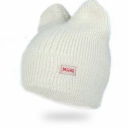 😻 Cute Cream Cat Beanie w Ears Warm Soft Knit Beanie