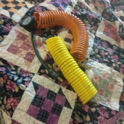 2 air hoses with pressure gage on one