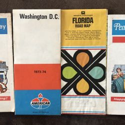 4 Vintage Maps-Florida-Pennsylvania-Wash DC-New Jersey Gas Station Maps-GC