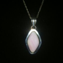 Light Pink Stone.sterling silver Necklace.22 In Chain