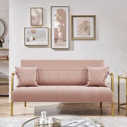 56.5” Modern Velvet sofa with 2 pillows brand new