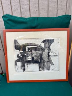 Zlatko Prica Signed Artist Proof Abstract Print 1968 Framed Art