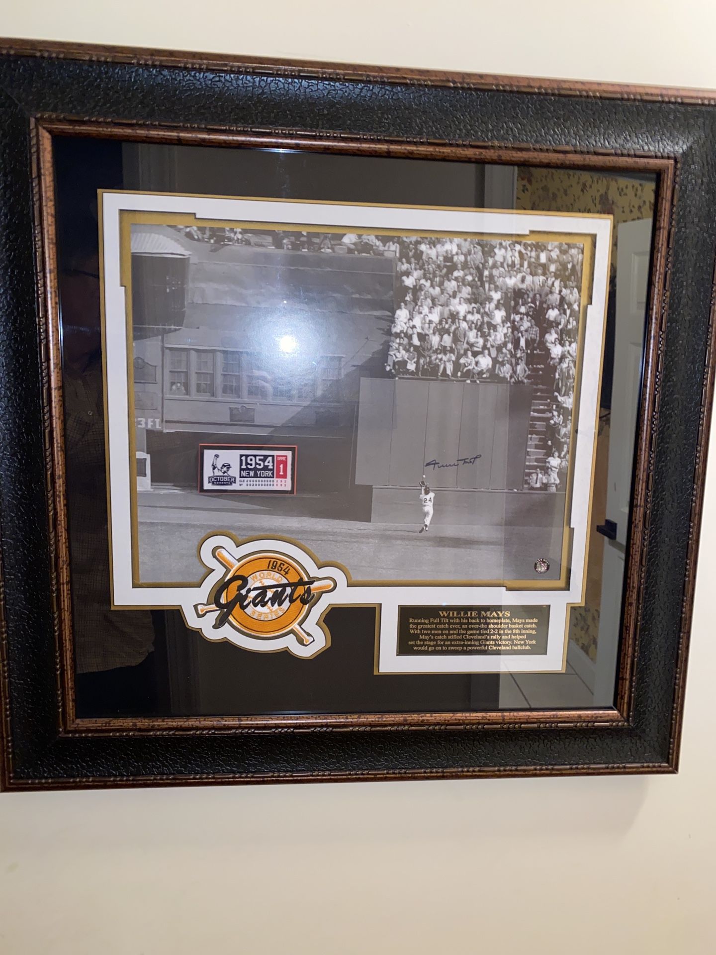 Autographed Willie Mays “The Catch” Display 33x32