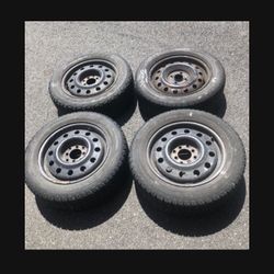 4 X 195/60r15 4x100 4x3.94 4x4.5 4x114.3 Steely Civic Stock Rims Wheels With Tires!!!