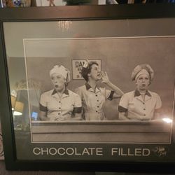 Dynamic Framed Photo Of Lucy And Ethel In One Of The Iconic Episodes Of I LOVE LUCY! The Candy Factory!