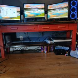 CyberpowerPc 3 Screen Setup w/ Printer Sound System And Wireless Headphones NEW