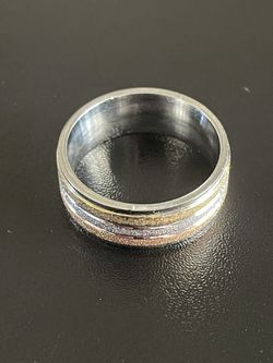 3 Color Frosted Stainless Steel Ring Size 9