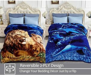 Queen Size Brander Brand New Lion Dolphin Design 2 Ply