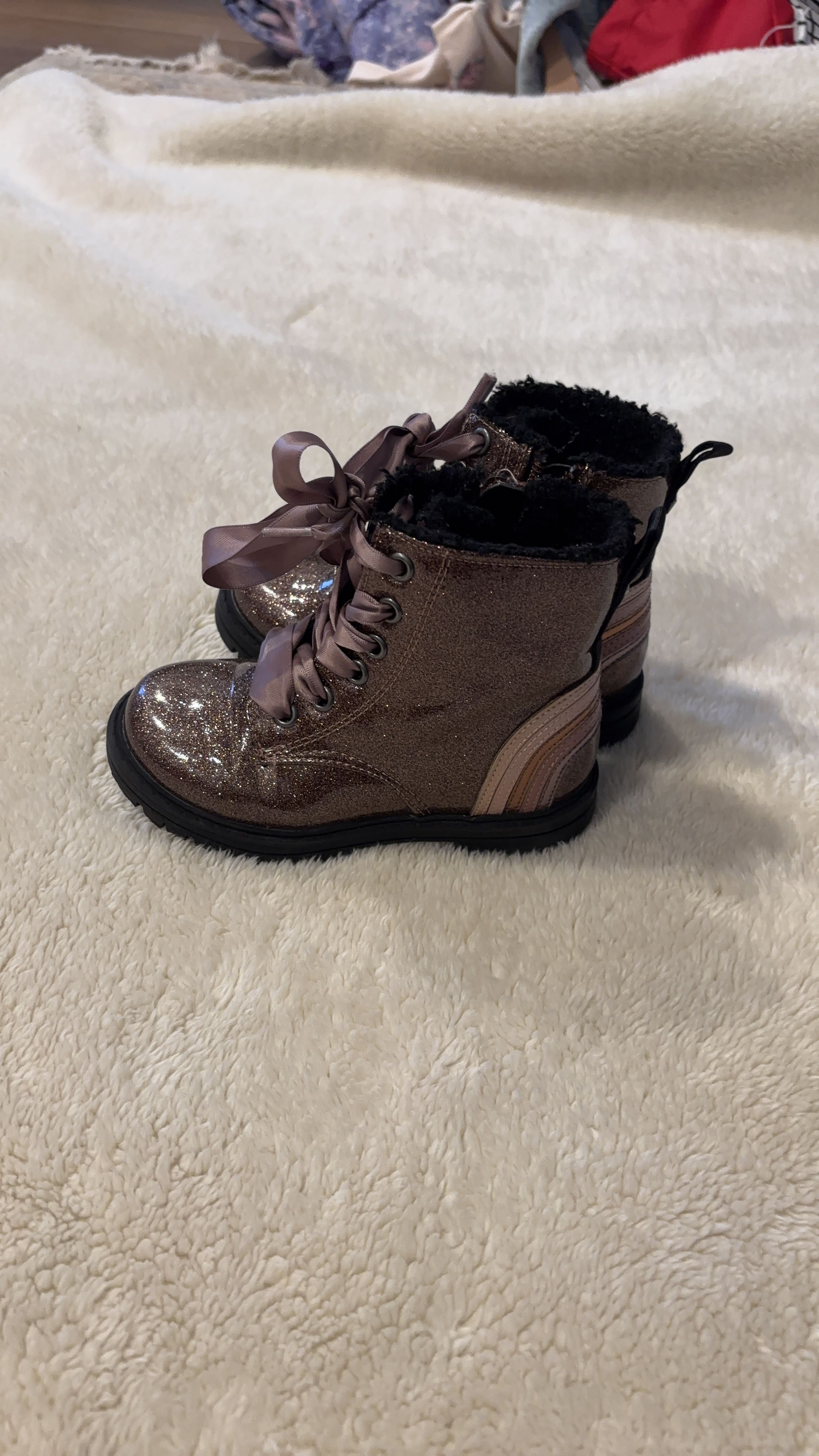 Next Brown Glitter Winter Boots with Fur Lining