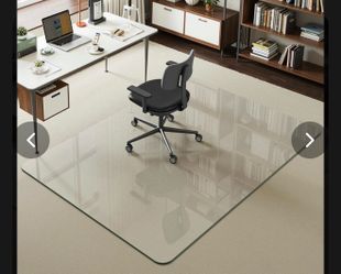 45" × 60" Office Chair Mat for Carpet, Tempered Glass Chair Mat with Rounded Corners and Polished Edges, Desk Floor Mat for Carpet, Hardwood Floor, Of
