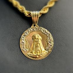 Jewelry 14k solid tri color yellow gold blessed mother and baby Pendant charm