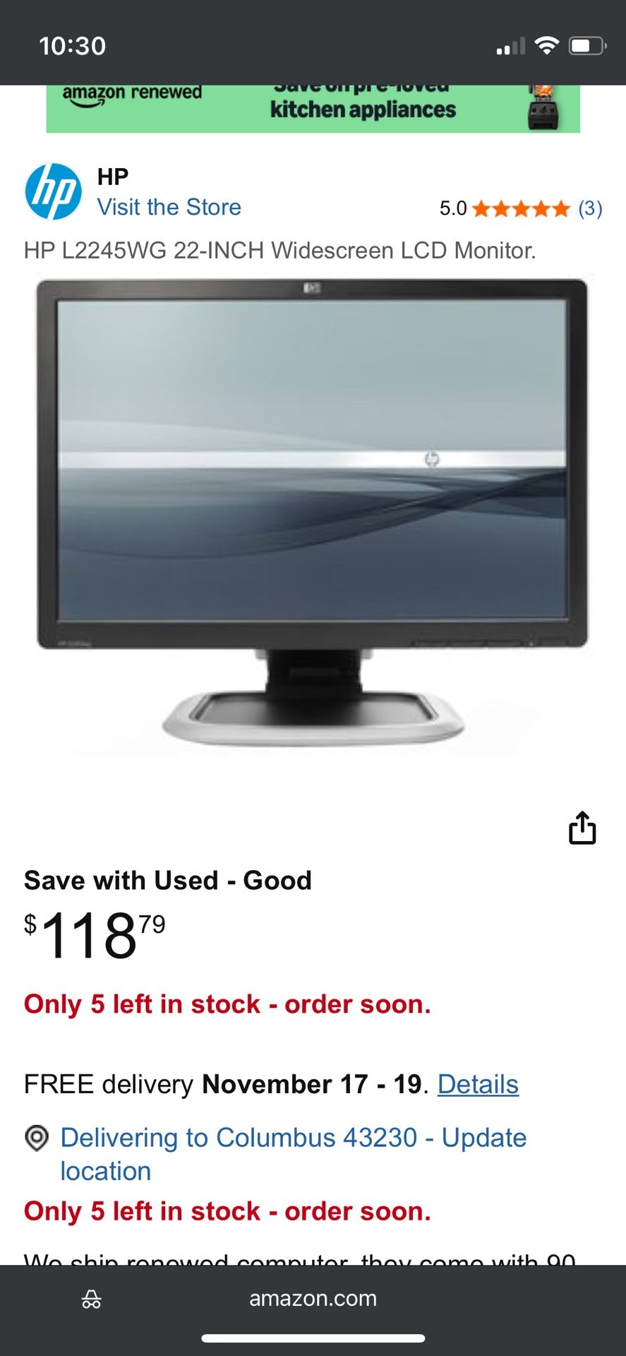 HP HP L2245WG 22-INCH Widescreen LCD Monitor