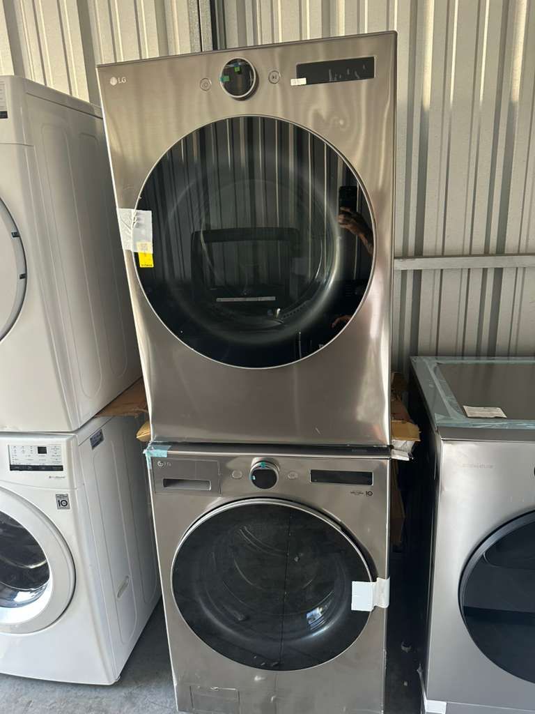 LG Smart Front Electric Washer and Dryer, Grey, Extra Capacity, Stackable