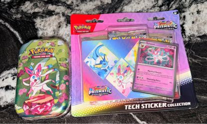 Prismatic Sylveon tin and 3 pack blister